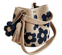 Bolso de Ganchillo para Mujer Monedero Boho Tejido a Mano con Flores