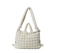 Bolso de hombro acolchado de gran capacidad con cordón acolchado para viajes, casual y trabajo, bolsa de hombro acolchada, blanco