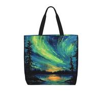 Bolso De Hombro Aurora Boreal Nocturna Bonitas Bolso De Mano Reutilizables Tote Bag Para Viajes Amigas Camping