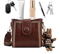 Bolso de hombro - Bolso de mensajero cuadrado retro clásico, accesorio de vintage, correa de arnés ajustable, artículo de viaje, componente de cuero, equipo, café, Refer to description