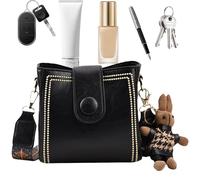Bolso de hombro - Bolso de mensajero cuadrado retro clásico, accesorio de vintage, correa de arnés ajustable, artículo de viaje, componente de cuero, equipo, Black, Refer to description