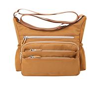 Bolso de hombro casual de múltiples bolsillos para mujer, bolso de hombro impermeable para uso diario, bolsas de viaje, flores, dorado, Talla única para todos