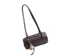 Bolso de hombro cilíndrico de cuero suave vintage para mujer, bolso cruzado de moda de invierno 2025, bolso cruzado de piel sintética para las axilas, bolso suave retro, café, One Size