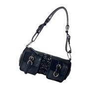 Bolso de hombro cilíndrico de estilo moderno con bolsillos dobles de piel sintética para axilas, bolso de trabajo para mujeres de moda