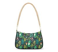 Bolso de hombro con cremallera para mujer, diseño de gnomos de jardín, color verde, divertido bolso cruzado con correa de cadena