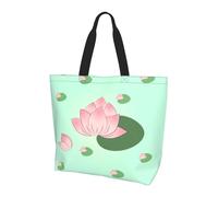 Bolso de hombro con diseño de flores de loto esperando a florecer. Elegante estampado integral para mujer, ligero, gran capacidad para el uso diario