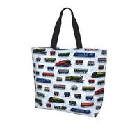 Bolso de hombro con estampado de animales de caballo blanco, organizador de compras, adecuado para viajes, gimnasio y viajes., Coches de tren, Talla única
