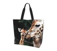 Bolso de hombro con estampado de animales de caballo blanco, organizador de compras, adecuado para viajes, gimnasio y viajes., Dos jirafas, Talla única