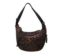 Bolso de hombro con estampado de leopardo y media luna de nailon para mujer grande con estampado de leopardo estilo media luna con correa ajustable para el hombro para viajes (Coffee One Size)
