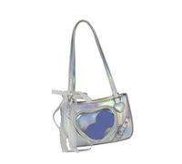 Bolso de hombro con lazos de encaje inspirado en Japón, dulce y elegante, de pequeña capacidad, para personas que se mueven en tendencias, a la moda, Silver, One Size