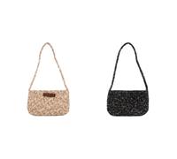 Bolso de hombro con lentejuelas brillantes para mujer, elegante, brillante, ligero, para fiesta, graduación, boda, viajes, trabajo, Beige y negro, 480.00x260.00x220.00mm/18.9x10.24x8.66inch, Manga
