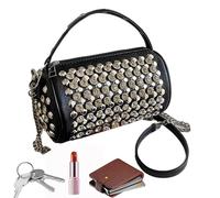Bolso de hombro con remache, cuadrado cilíndrico Ba, elegantes bolsas de hobo con tachuelas, bolso de mano con tachuelas Rock Fashionable2024 Punk Street Rivet Bag | Monedero, bolsas de roca con
