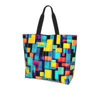 Bolso de hombro cuadrado con diagrama geométrico. Elegante estampado integral para mujer, ligero, gran capacidad para el uso diario