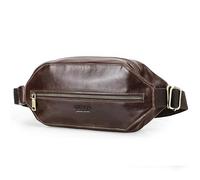 Bolso De Hombro Cuero Genuino para Hombre-Bolso Bandolera Deportivo Personalizado-Bolso Casual-Bolso Teléfono Móvil-Mochila Trabajo Viaje Hombre (marrón) (Dark Brown)