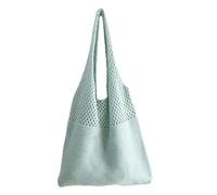 Bolso De Hombro De Algodón De Ganchillo - Women Beach Tote De Ligero Y Suave De Verano | Bolsas De Poliéster, Para Playa, Compras, Fechado, Viajes, Escuela O Trabajo, Light Green,