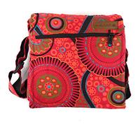 Bolso de hombro de algodón para mujer, estilo étnico indio, Boho Maliprint bolsa de algodón con solapa. Hippie bohemio (Red)