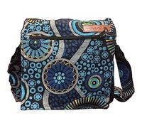 Bolso de hombro de algodón para mujer, estilo étnico indio, Boho Maliprint bolsa de algodón con solapa. Hippie bohemio (Blue)