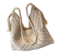 Bolso De Hombro De Algodón Ventilado Diseño Trenzado Reutilizable Correa Cómoda Bolso Casual Mujeres Niñas Compras Accesorios Aire Libre Monedero Tejido Amigable