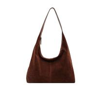 Bolso de hombro de ante marrón para mujer, bolso hobo holgado, bolsa de gamuza suave, bolso versátil para el trabajo, escuela, viajes, uso diario, Brown, 39CM