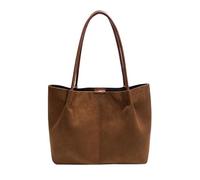 Bolso de hombro de ante sintético para mujer y niña, bolso de hombro simple para la escuela, trabajo, compras, viajes, uso diario, Brown, 14.57*5.31*9.65inch
