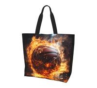Bolso de hombro de baloncesto en fuego y llamas de agua. Elegante estampado de estilo femenino, ligero, gran capacidad para el uso diario