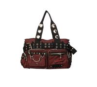 Bolso de hombro de Banned Con Franjas Rojo Punk con Asa de Lona