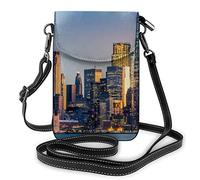 Bolso de Hombro de Cuero PU, Beautiful City Sky Line Fashion Lady Cell Phone Purse Crossbody con Correa Ajustable Beautiful City Sky Line