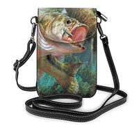 Bolso de Hombro de Cuero PU, Beautiful City Sky Line Fashion Lady Cell Phone Purse Crossbody con Correa Ajustable Fish