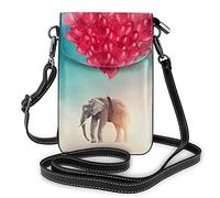 Bolso de Hombro de Cuero PU, Conejo de Pascua Comiendo Moda Dama teléfono Celular Monedero Bandolera con Correa Ajustable Rojo