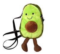 Bolso de Hombro de Felpa Suave con Aguacate, Dibujos Animados Rellenos con Cremallera, 13x22x5cm para Niñas, Bolso de Hombro Lindo (Green)