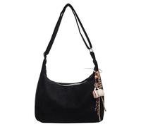 Bolso de hombro de gamuza con asa superior y correa ancha for el hombro, bolso estilo hobo en forma de media luna for mujeres, niñas, damas, trabajo, viajes y desplazamientos.(Black)