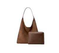 Bolso de hombro de gamuza para mujer, bolso cruzado holgado con bolsa, bolsa de media luna con asa superior para viajes, oficina, trabajo, bolsos hobo (brown)