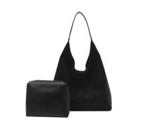 Bolso de hombro de gamuza para mujer, bolso cruzado holgado con bolsa, bolsa de media luna con asa superior para viajes, oficina, trabajo, bolsos hobo (black)