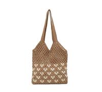 Bolso de hombro de ganchillo para mujer, gran capacidad, con asa superior, diseño retro hecho a mano, para viajes, compras, trabajo, uso diario social, Khaki, 370*330*20MM