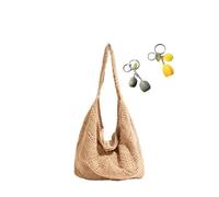 Bolso de hombro de ganchillo, tejido pequeño de verano, estilo perezoso junto al mar, tejido(Khaki)