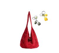 Bolso de hombro de ganchillo, tejido pequeño de verano, estilo perezoso junto al mar, tejido(Red)