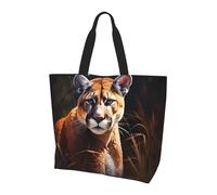 Bolso de hombro de gran capacidad para mujer, estampado de puma, versátil para viajes y compras