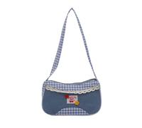 Bolso de hombro de gran tamaño de inspiración vintage, cómodo bolso de hombro con compartimentos con cremallera para mujer, esencial diario, elegante bolso de hombro para jeans, Blue, One Size