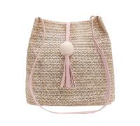 Bolso de hombro de lona con borlas de madera salvaje de moda para mujer, para playa, casual, bolsa de hombro, Red, Talla única