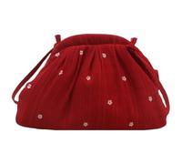 Bolso de hombro de microfibra con lunares con patrones florales suave para mujer, uso diario, ocasión especial, Red, 180.00x120.00x50.00mm/7.09x4.72x1.97inch