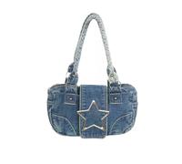 Bolso de hombro de moda para mujer, espacioso bolso de hombro de moda para mujer con adornos de estrellas de metal, Blue