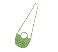 Bolso de hombro de paja creativo y funcional con cordón cruzado para mujer que abraza la comodidad y los estilos, forro suave y espacioso, Green, One Size