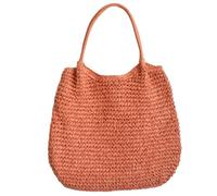 Bolso de hombro de paja de moda, espacioso bolso de mano de gran capacidad para viajes y estilos cotidianos, bolso de hombro para mujer, a