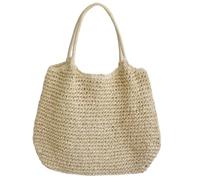 Bolso de hombro de paja para mujer, espacioso y de gran capacidad, para viajes y estilos cotidianos, bolso de hombro para mujer, beige, One Size