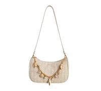 Bolso de Hombro de Paja para Mujeres Bolsos Casuales Ergonómicos con Cadena | Bolsa de Playa de Paja de Vacaciones Para Bodas, Veladas, Vacaciones, Viajes a la Playa, Piscina y Verano