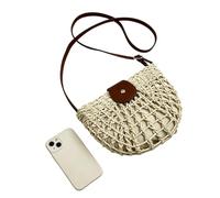 Bolso De Hombro De Paja Trenzada - Bolso De Playa De Diseño Hueco , Bolso De Hombro Para Las Vacaciones De Verano, Bolso Casual | Elegante Accesorio De Transporte Para Las Mujeres Que Viajan Para