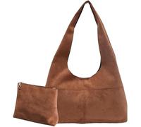 Bolso de hombro de piel de ante para mujer, casual, ligero, de gran capacidad, bolso cruzado para mujer, bolso de mano para el trabajo, negocios, escuela, universidad, viajes, uso diario, Brown, Talla