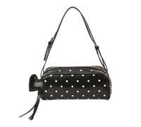 Bolso de hombro de piel sintética con lunares para mujer, gran capacidad, versátil, correa ajustable, diseño de lunares, para viajes, citas, compras, Black, 11.02x4.53x3.15(inch)