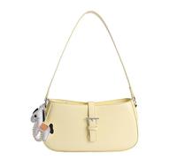 Bolso de hombro de piel sintética de gran capacidad con correa ajustable y colgante, pequeño bolso de mano para mujer, tienda de viaje, Amarillo, Small