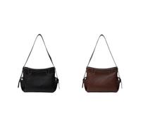 Bolso de hombro de piel sintética de moda para mujer con múltiples compartimentos y bolsillos para viajes y trabajo, Negro y café, 12.2x5.51x3.94inch